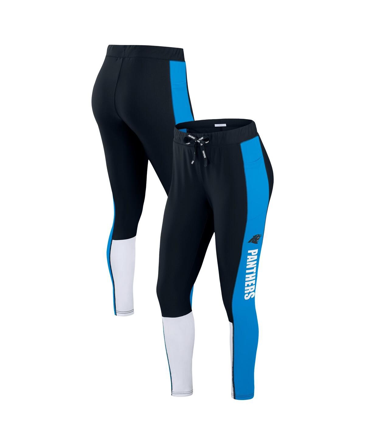 Wear By Erin Andrews Women's Black/blue Carolina Panthers Color-block Leggings In Blue