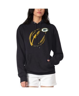 G-III 4Her by Carl Banks - Women's Black Green Bay Packers Football Logo Fleece Tri-Blend Pullover Hoodie