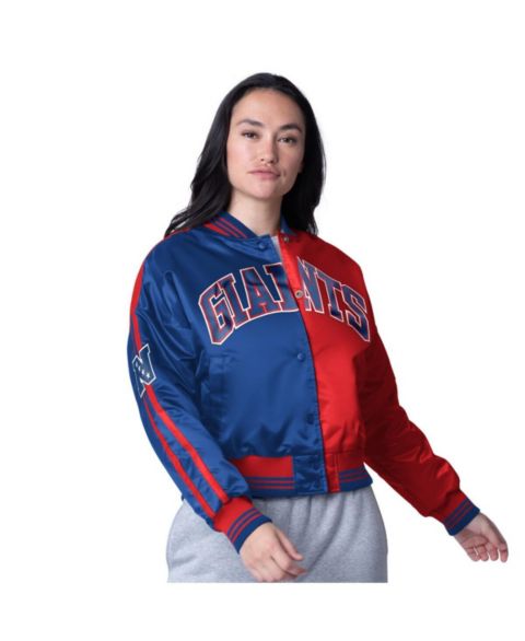 Женские куртки Starter Women's Red/Royal New York Giants Cropped Full-Snap Jacket