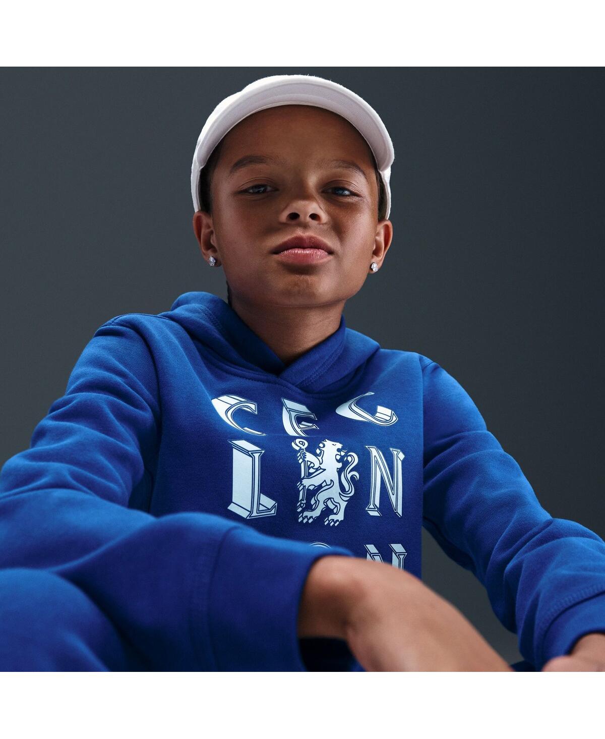 Nike Big Boys And Girls Blue Chelsea Club Hoodie In Blue