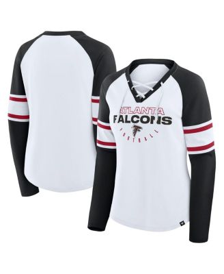 Fanatics - Women's White/Black Atlanta Falcons Redzone Blitz Package Raglan Lace-Up V-Neck Long Sleeve T-Shirt