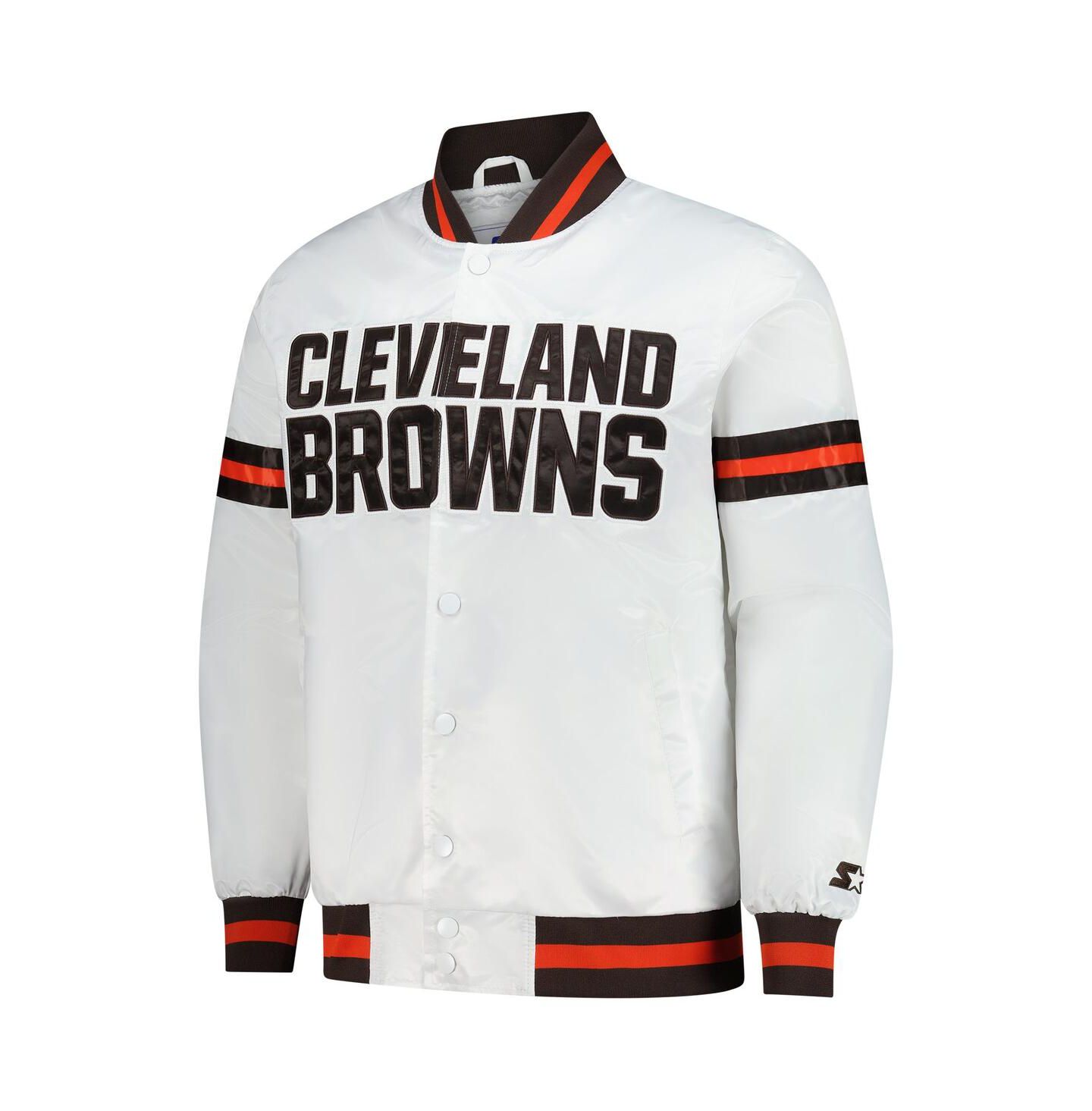 Мужская куртка Starter White Cleveland Browns Scout Full-Snap Varsity — фото 2