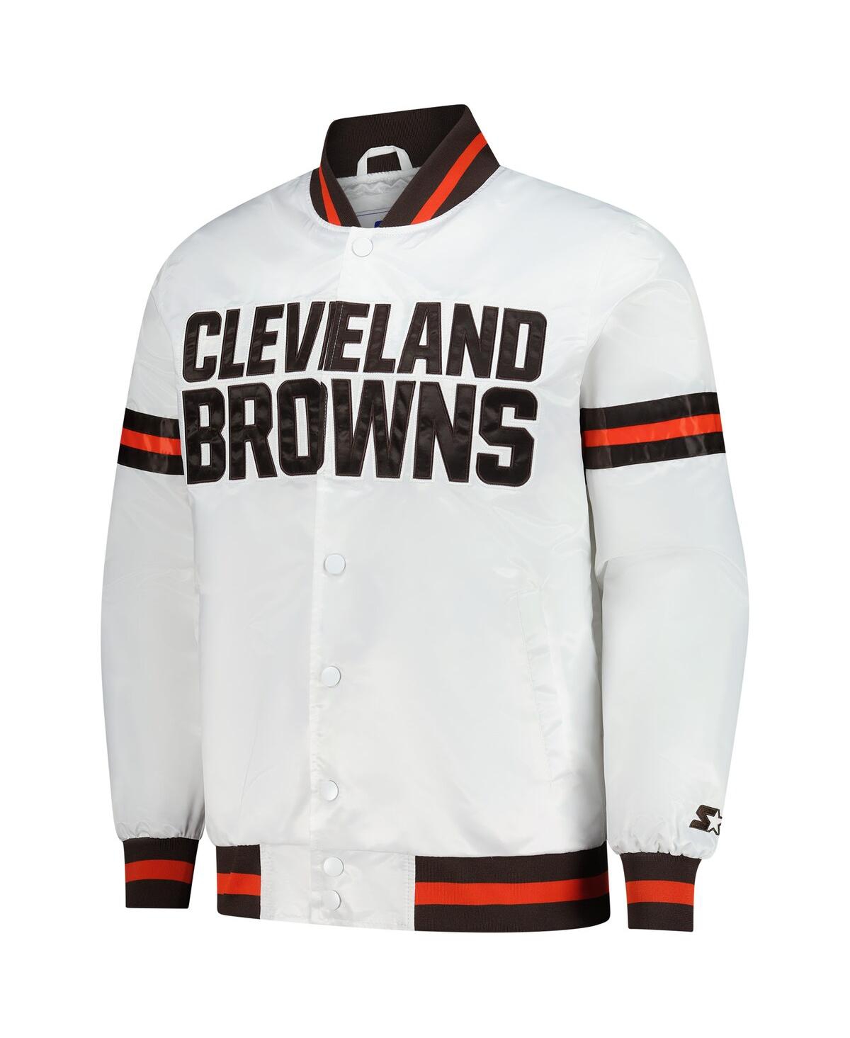 Starter Men's White Cleveland Browns Scout Full-snap Varsity Jacket In White