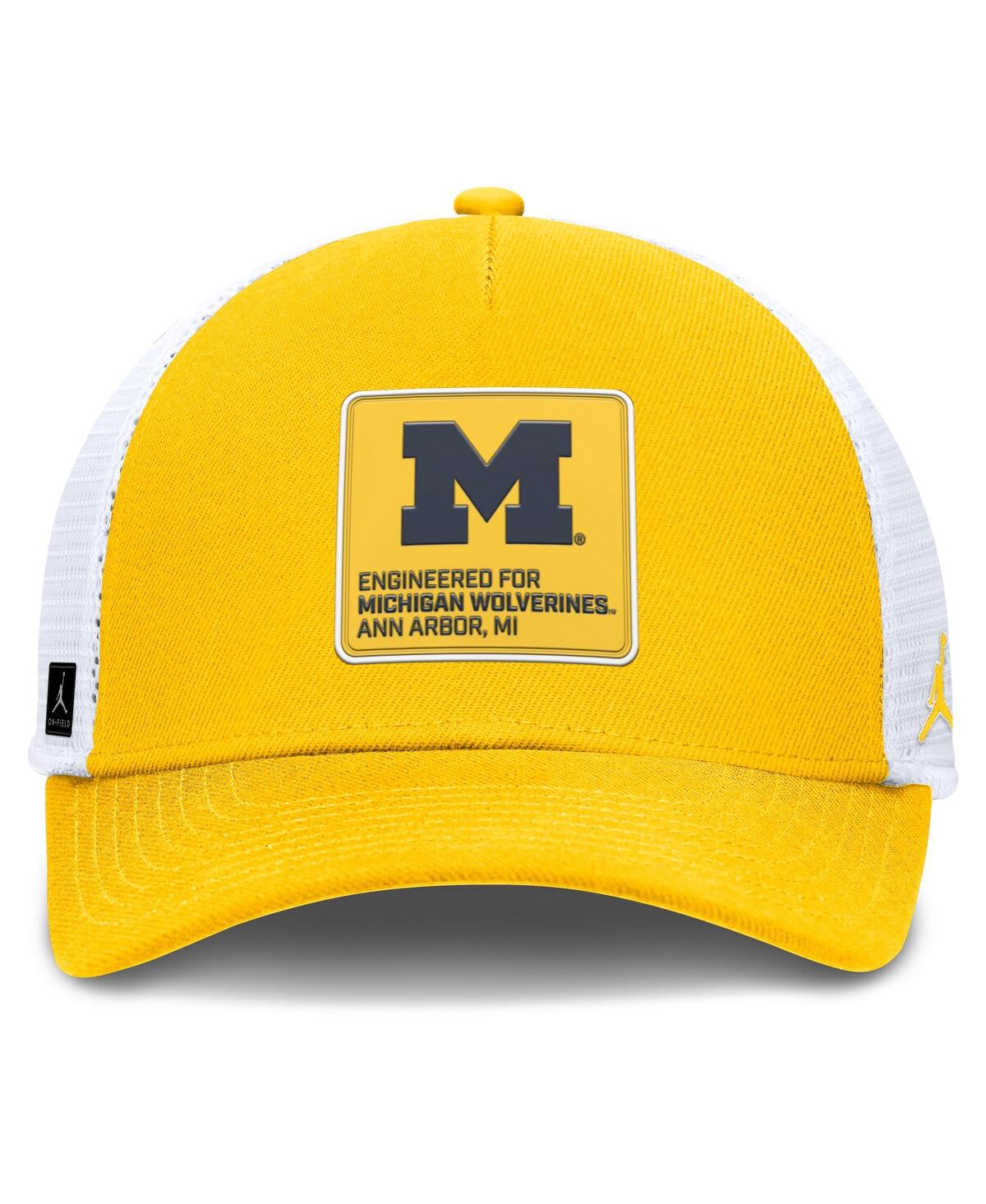 Jordan Men's Michigan On-field Rise Engineered  Brand College Trucker Adjustable Hat In Yellow