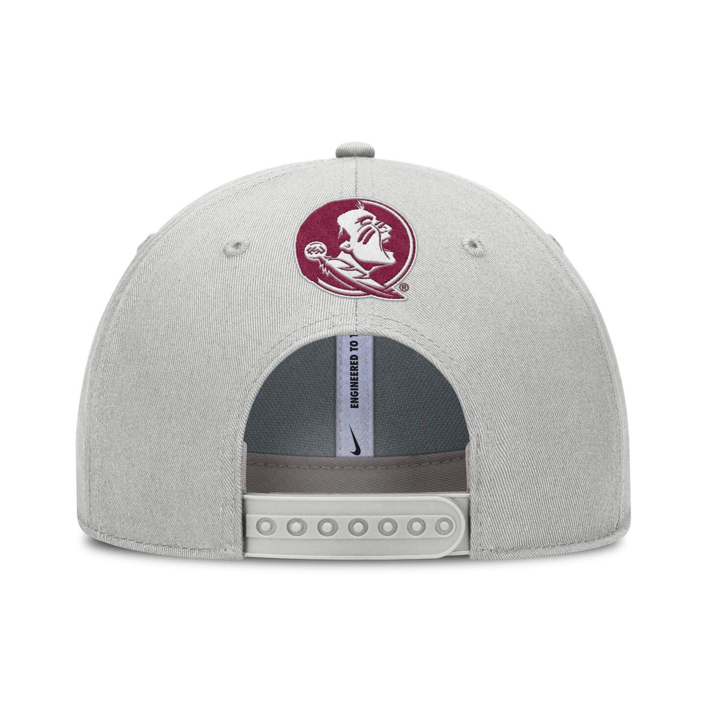 Мужская кепка Nike Gray Florida State Seminoles 2025 Sideline Dust Pinched Rise Adjustable Hat — фото 4