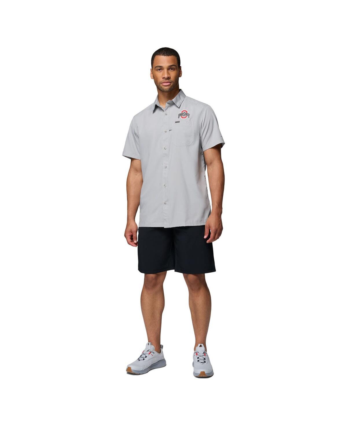 Columbia Men's Gray Ohio State Buckeyes Slack Tide Camp Button-up Shirt In Gray