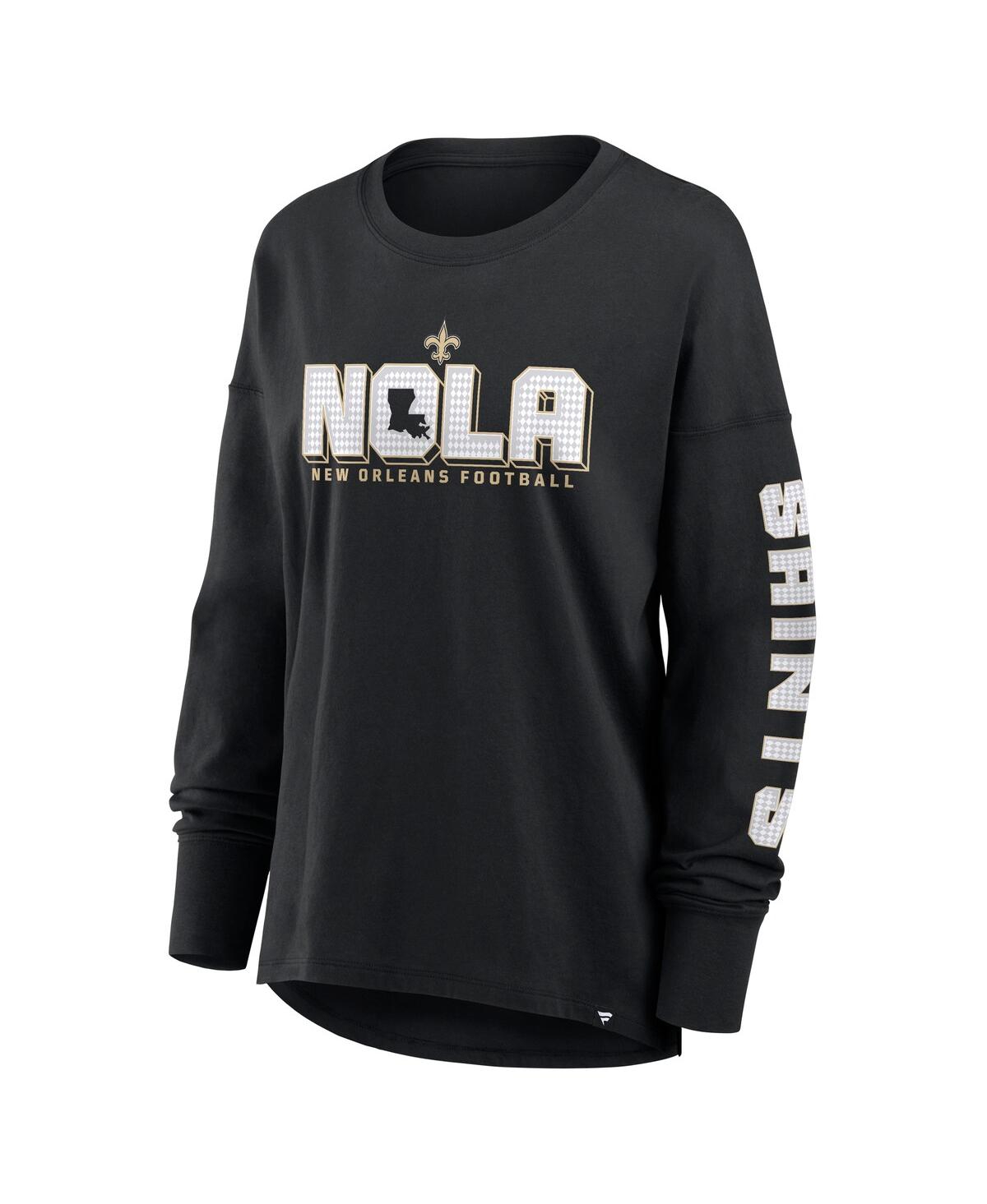 Fanatics Women's Black New Orleans Saints Hometown Sweep Long Sleeve V-neck T-shirt In Black