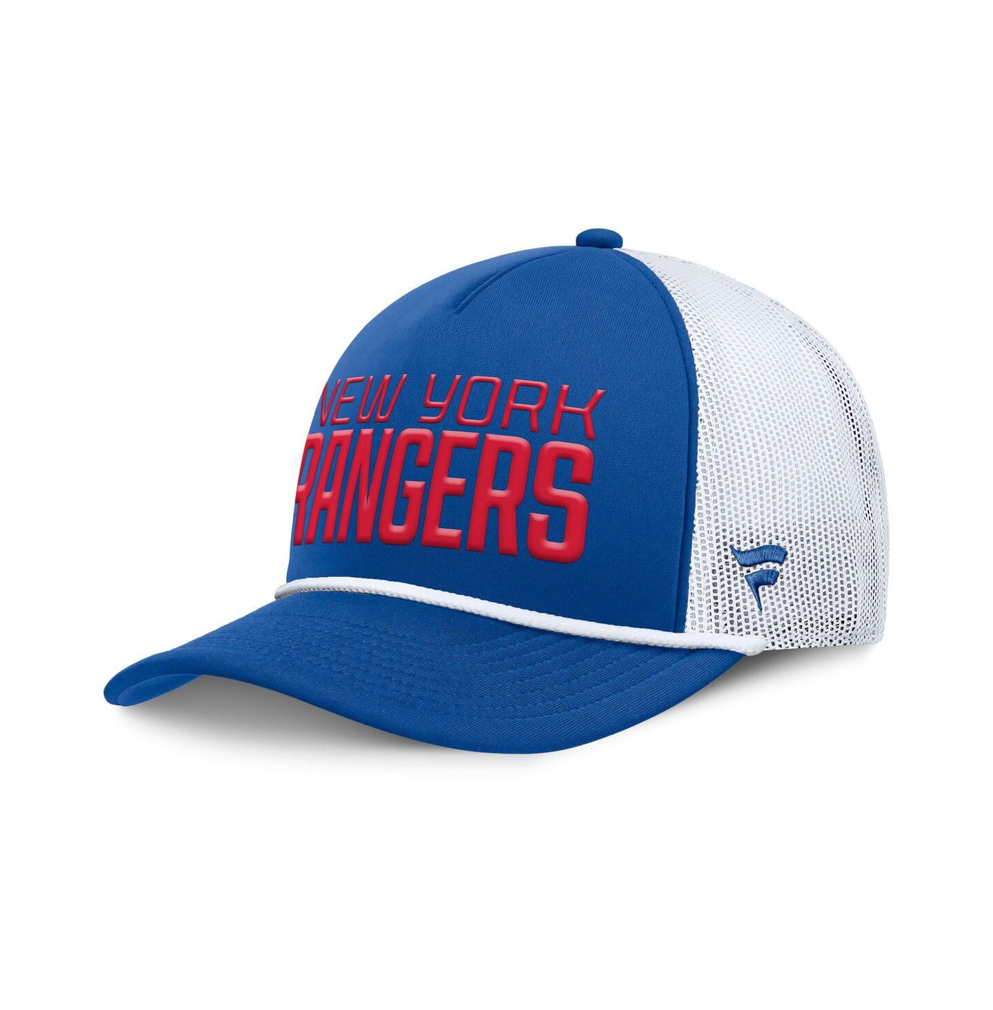 Мужская кепка Fanatics Blue/White New York Rangers Heritage Dutch A-Frame Trucker Adjustable Hat — фото 1