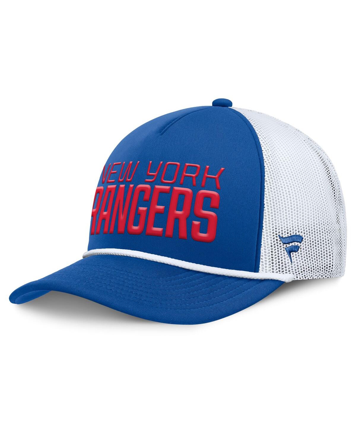 Fanatics Men's Blue/white New York Rangers Heritage Dutch A-frame Trucker Adjustable Hat In Blue