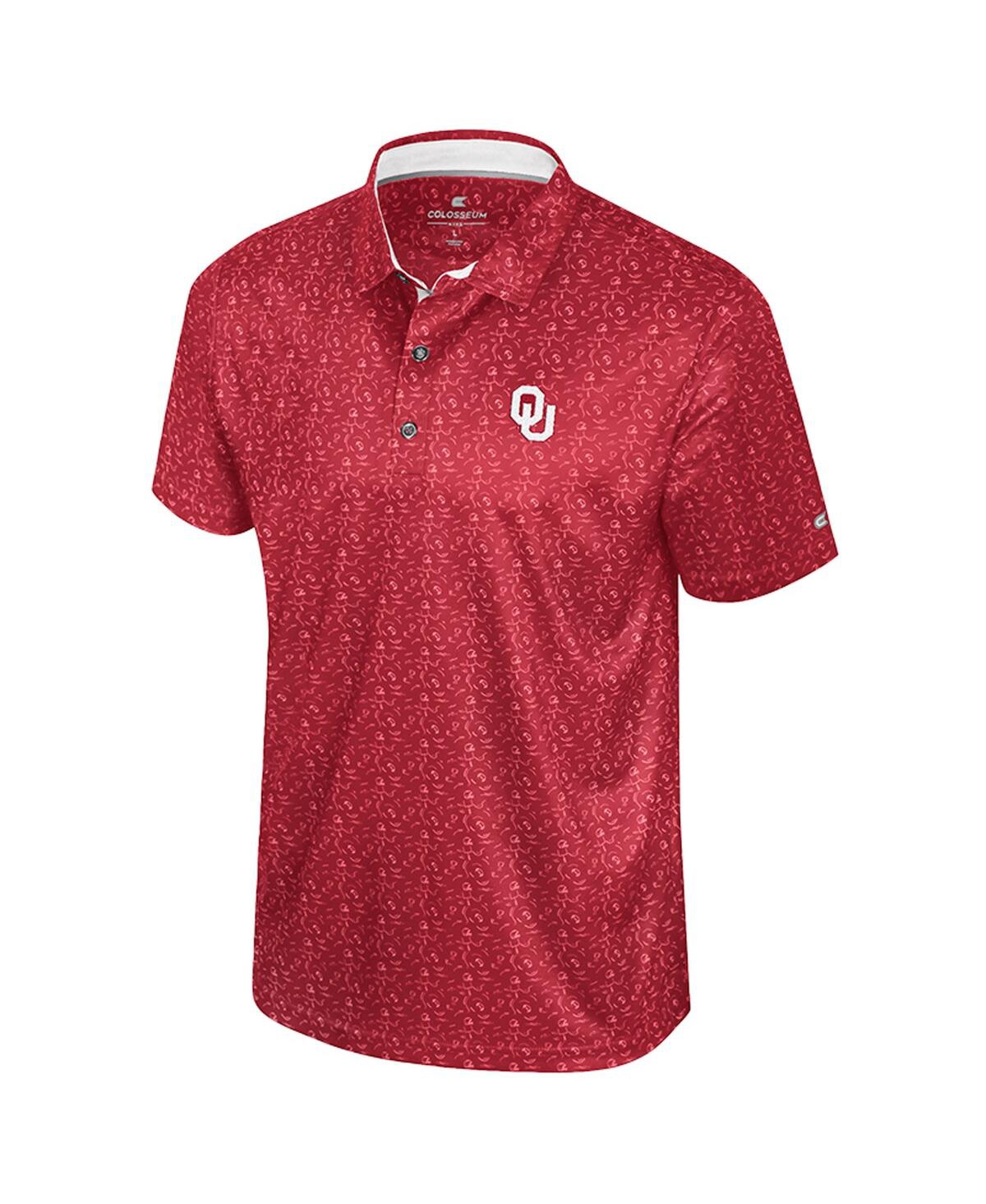 Colosseum Men's Crimson Oklahoma Sooners Football Print Polo Shirt