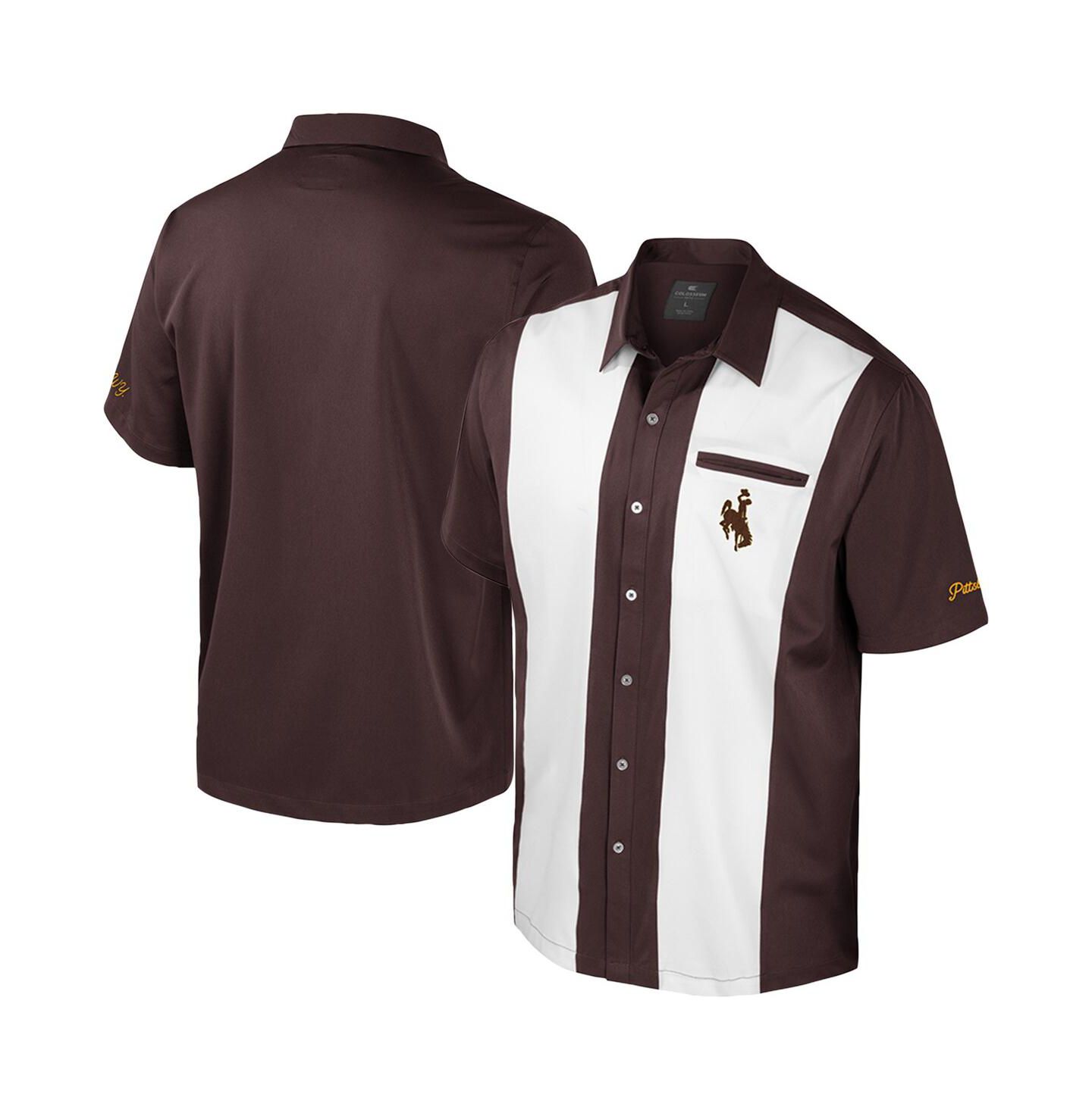 Мужская рубашка Colosseum Brown Wyoming Cowboys Strike Bowling Button-Up — фото 1