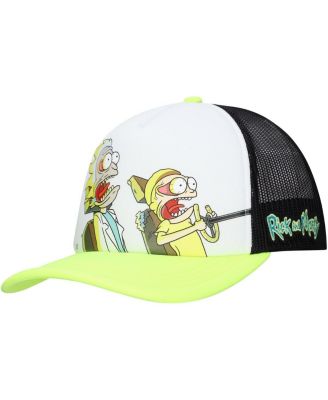 Lids - Men's and Women's White/Neon Green Rick And Morty Graphic Foam Trucker Adjustable Hat