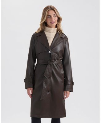 Women's Single Breasted PU Trench Coat