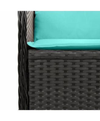Patio Sofa Black PE rattan Compact Adjustable Feet Patio Sofa
