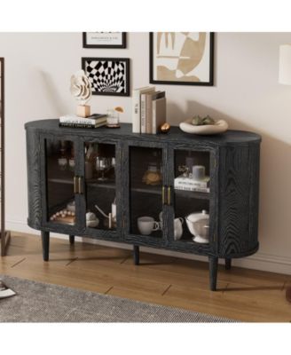 Farmhouse Storage Cabinet with Glass Doors and Adjustable Shelves