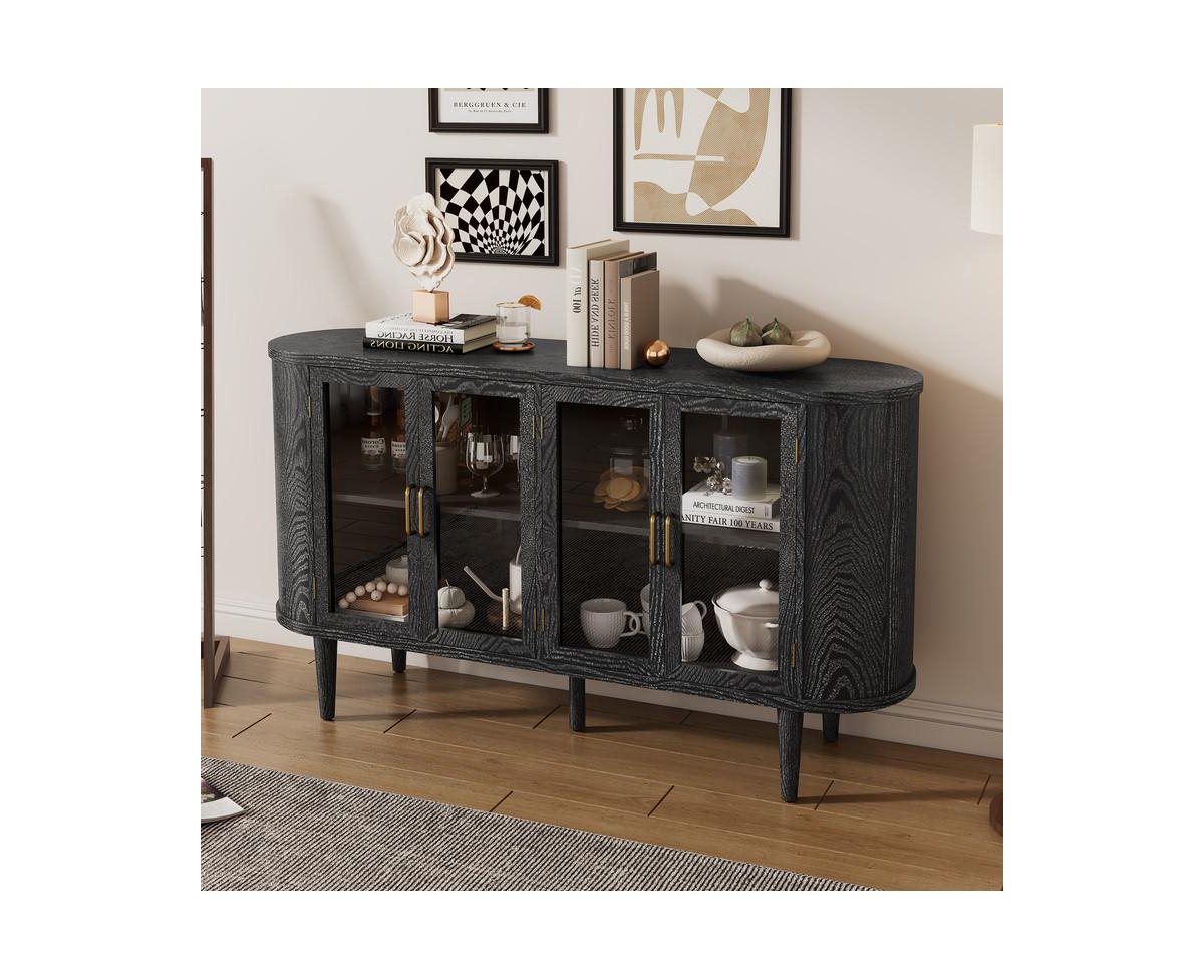 Casainc Farmhouse Storage Cabinet with Glass Doors and Adjustable Shelves