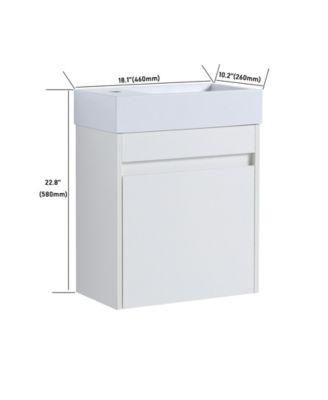 18 Inch Bathroom Vanity with White Resin Sink and Soft-Close Cabinet Door