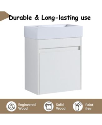 18 Inch Bathroom Vanity with White Resin Sink and Soft-Close Cabinet Door