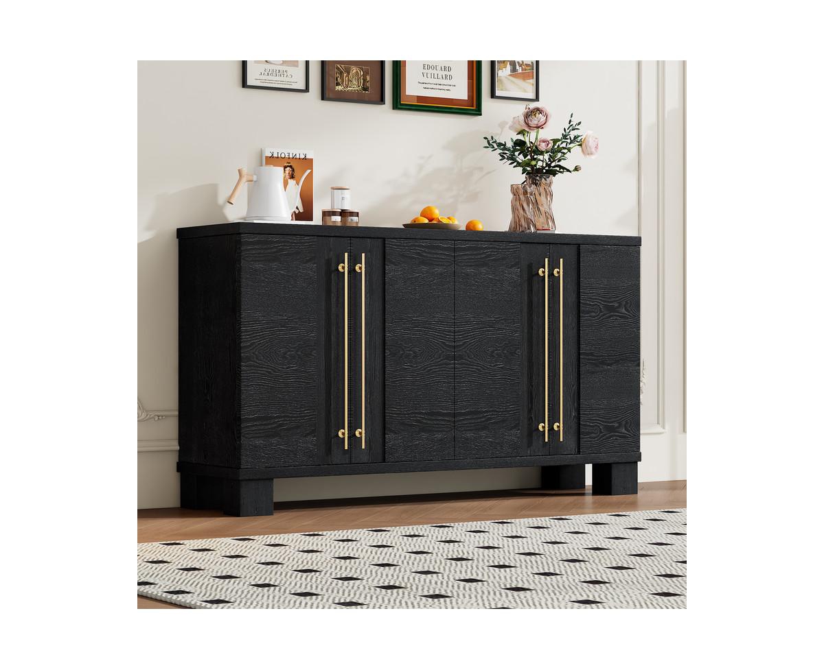 Casainc Storage Cabinet with Wood Sideboard with Adjustable Shelves and Gold Handles