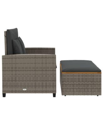 Garden Sofa Gray PE wicker, acacia wood, powder-coated steel Medium