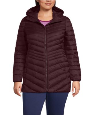 Plus Size Wanderweight Packable Down Hooded Long Jacket