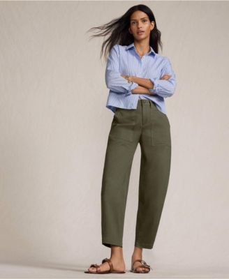 Women's Chino High Rise Barrel Leg Utility Ankle Pants
