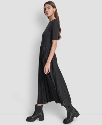 Women's Ballet Sleeve Pleated Midi Dress