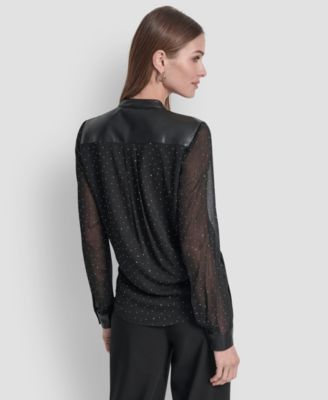 Women's Embellished Surplice Neck Top