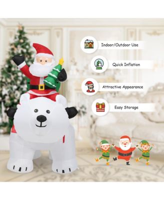6.5 FT Christmas Inflatable Santa Riding Polar Bear w/ Shaking Head LED Lights