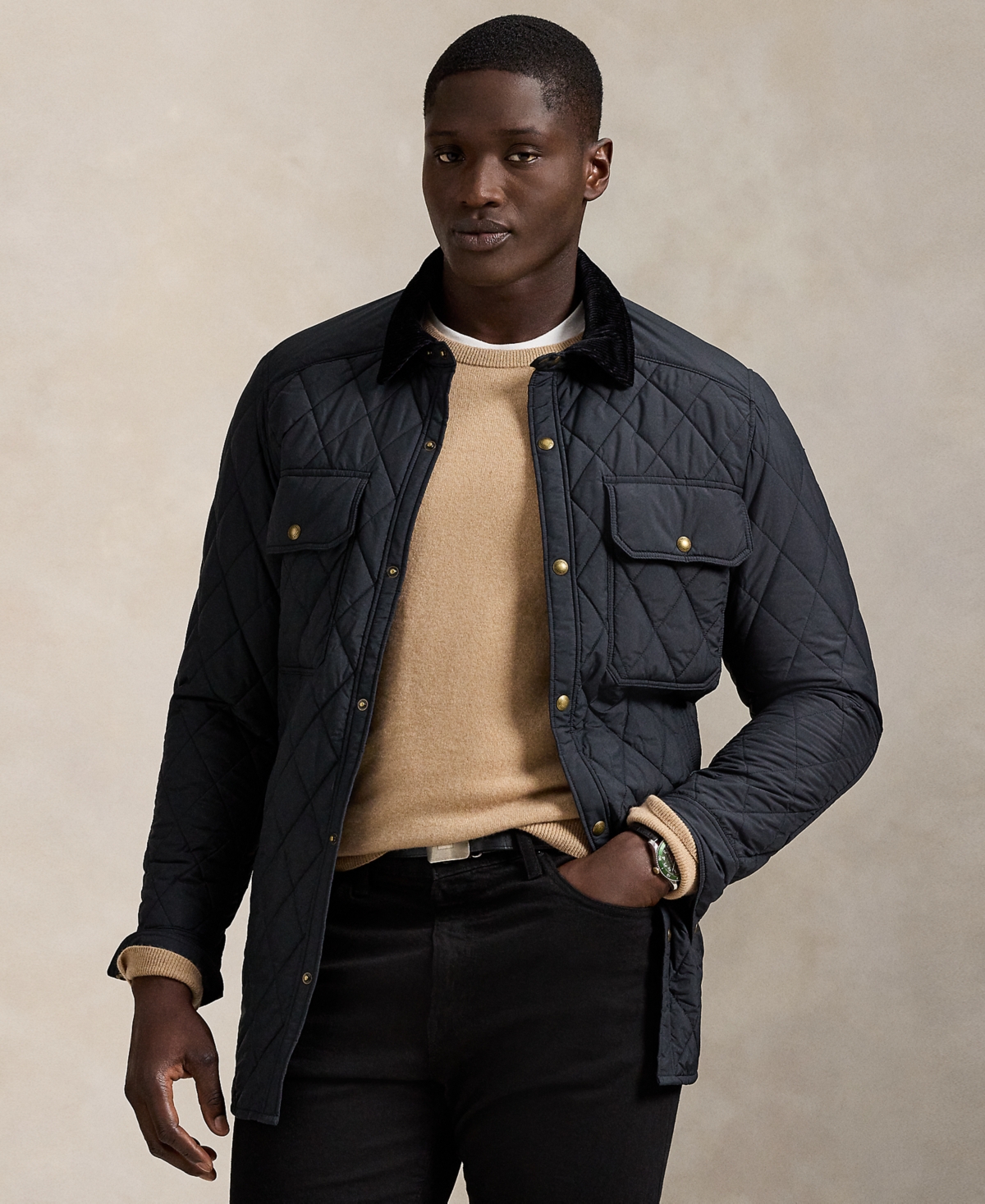 Polo Ralph Lauren Men's Big & Tall Beaton Quilted Snap-Front Jacket