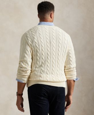 Men's Big & Tall Cable-Knit Cotton Sweater