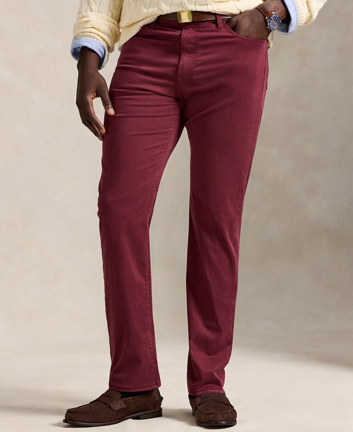 Polo Ralph Lauren Ralph Lauren Varick Slim Straight Stretch Sateen Pant In Burgundy