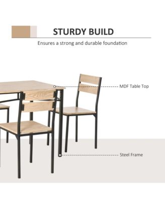 Rustic Industrial 5-Piece Dining Table Set Metal with 4 Chairs