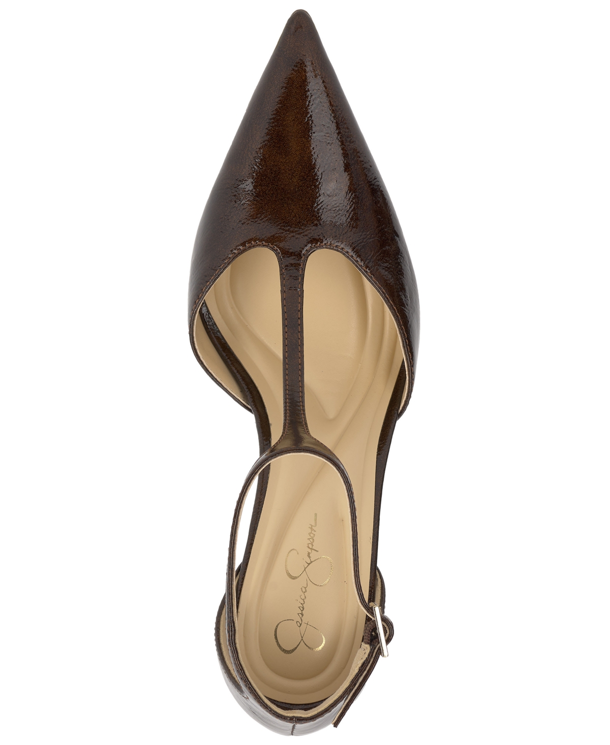Jessica Simpson Willna T-strap Pointed Toe Pump In Brown