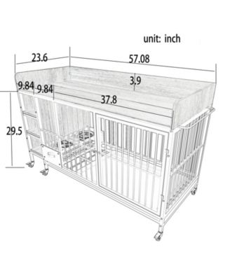 57 in. W x 33 in. H x 24 in. D Large Pet Cage with Storage Rack Drawers with Stainless Steel Food in Black