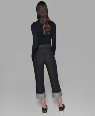 Petite High-Rise Cuffed-Embellished Jeans 