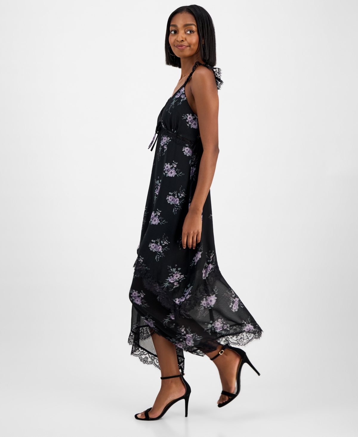 And Now This Women's Textured Slip Dress, Macy's Exclusive In Black
