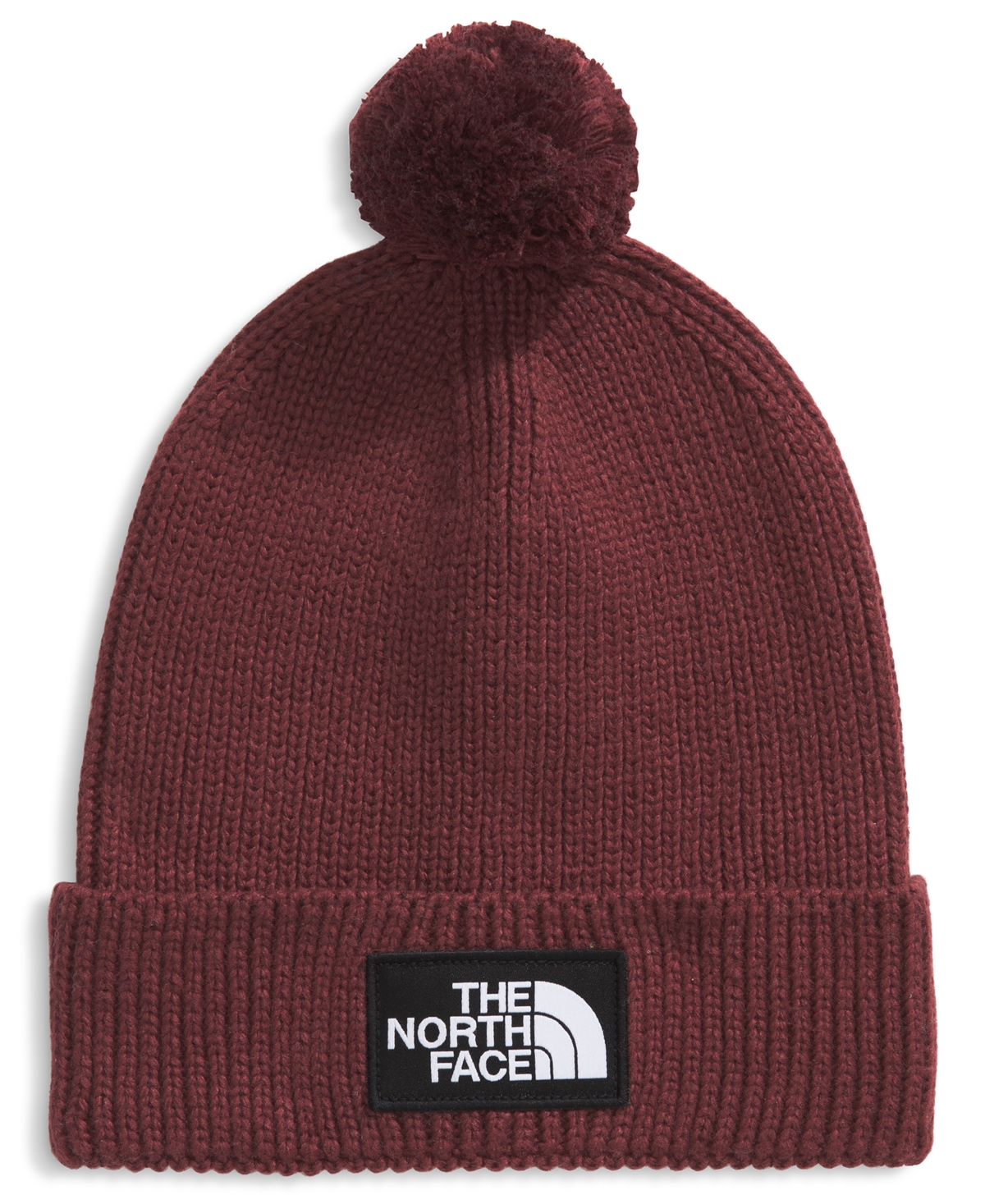 The North Face Men's Logo Box Pom Beanie In Burgundy