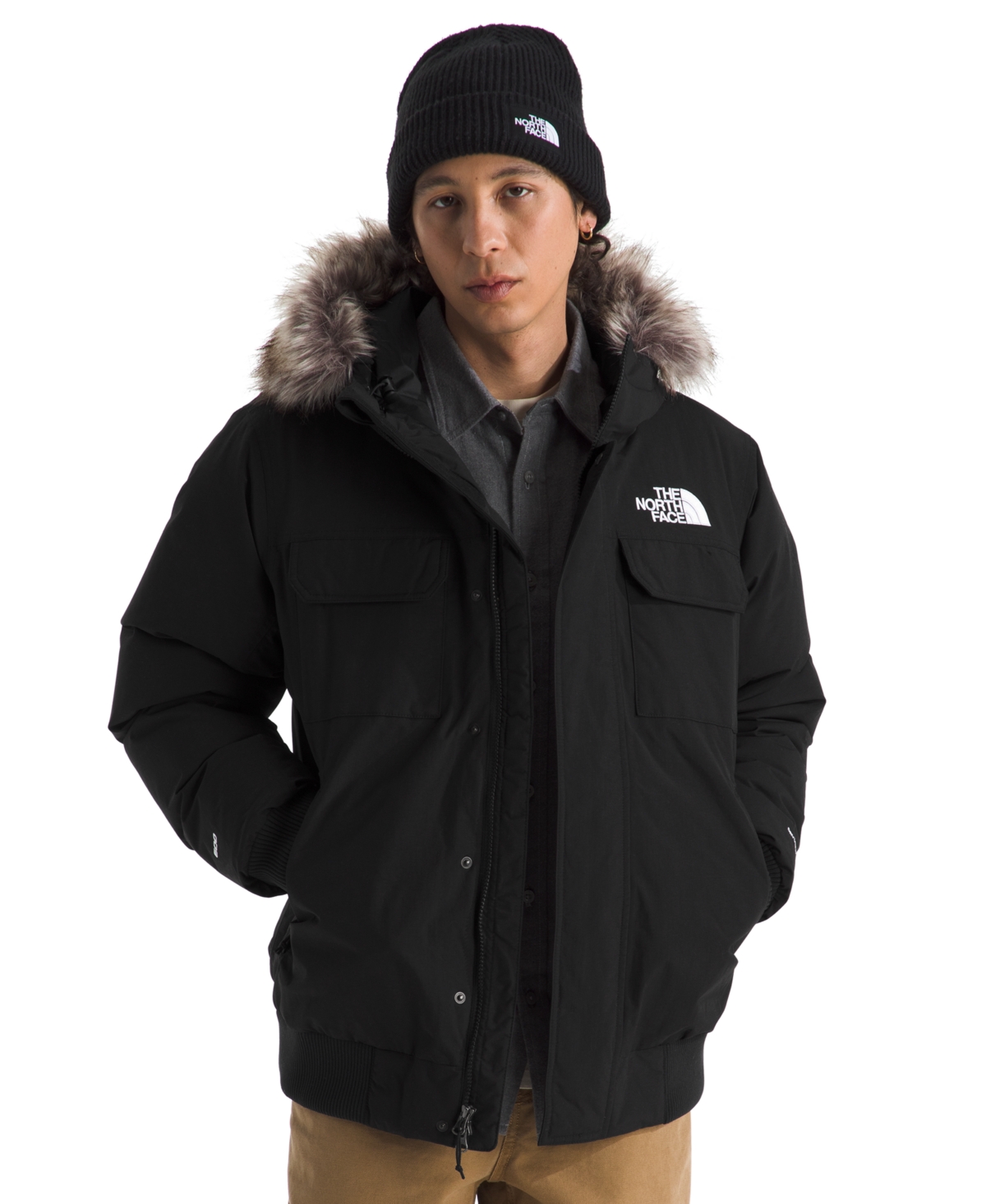 The North Face Mcmurdo Water Repellent 600 Fill Power Down Parka With Faux Fur Trim In Black