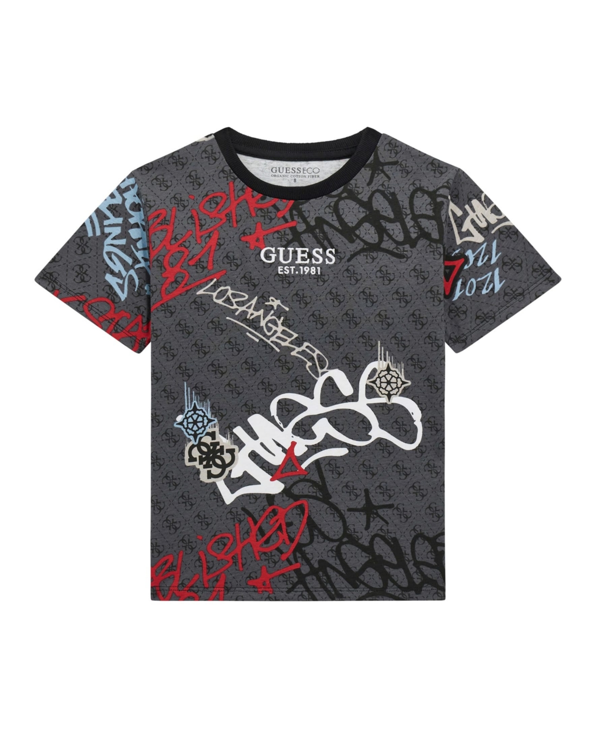 Guess Big Boys Printed Short Sleeve T-shirt In Black