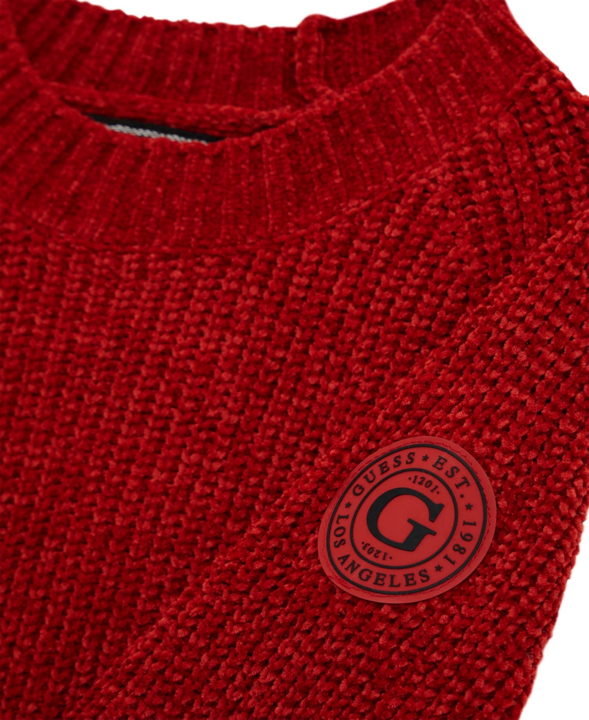 Guess Big Boys Long Sleeve Chenille Knit Sweater In Red