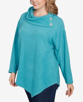 Plus Size Heather Cozy Knit Split Cowl Top