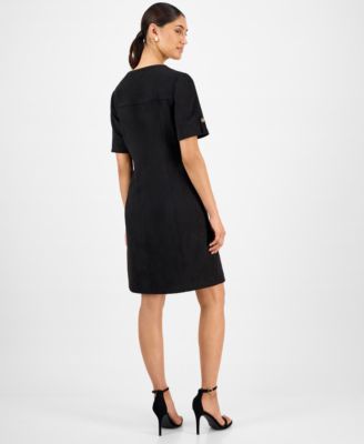 Women's Faux-Suede Short-Sleeve Shirtdress