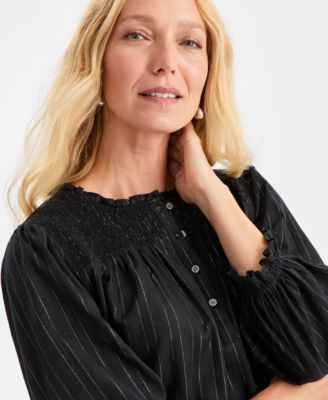 Women's Smocked-Yoke Shine Blouse, Macy's Exclusive