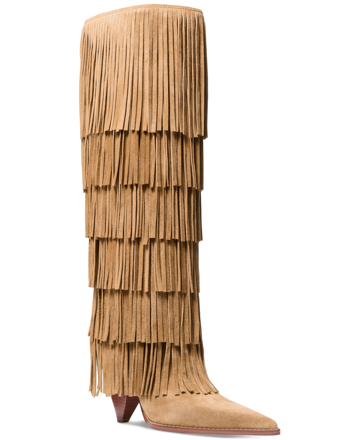 Michael Kors Jayla Fringed Suede Tall Boot In Brown