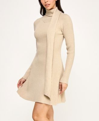 Juniors' Long Sleeve Short Sweater Dress