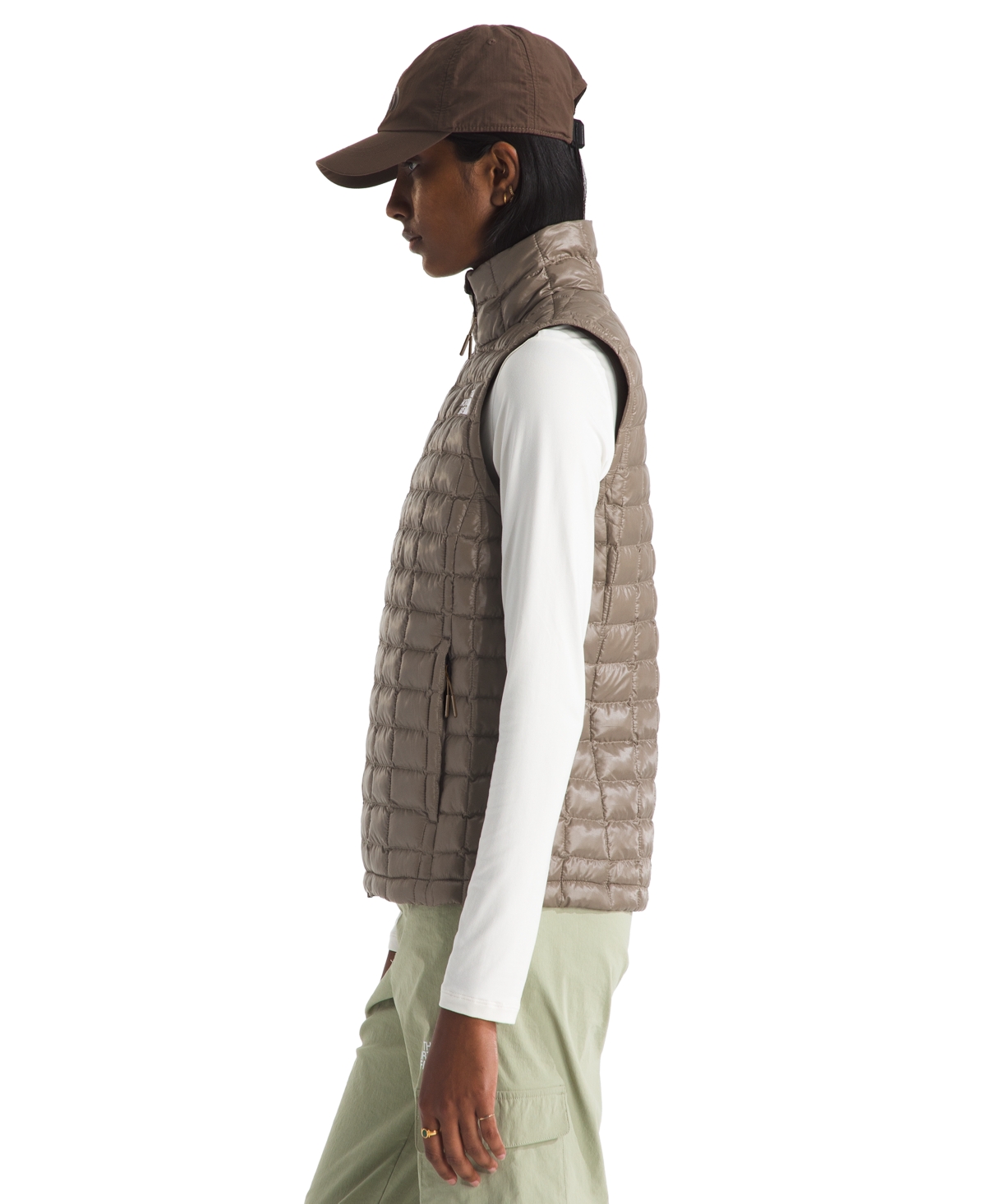 The North Face Thermoball Windproof Water Repellent Packable Quilted Vest In Brown