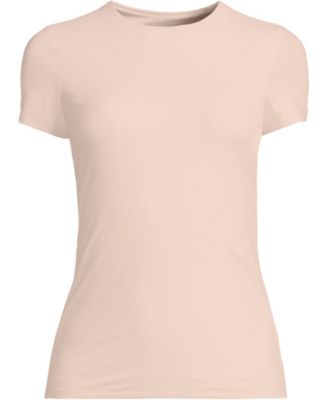 Women's Short Sleeve Tugless Double Layer Crew Neck Knit Top