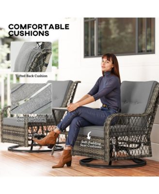 3 Pieces Wicker Bistro Set, Rocking Patio Furniture Set,