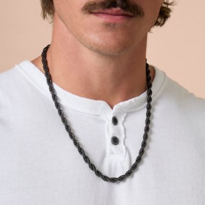 Black Twisted Rope Chain Necklace - 24'' Chain